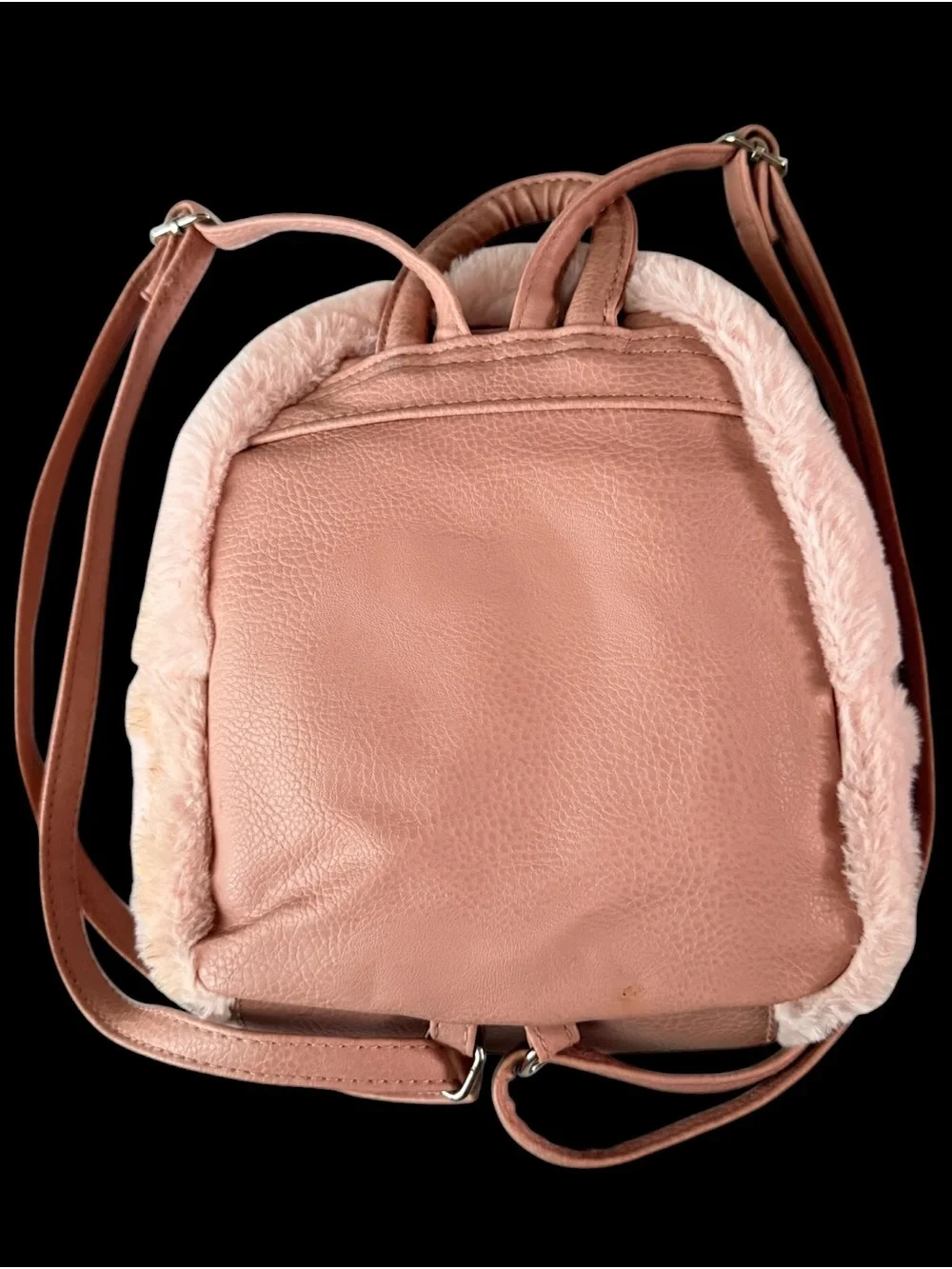 UnionBay Faux Pink Fur Small Backpack Inside Compartments 9” X 11” New